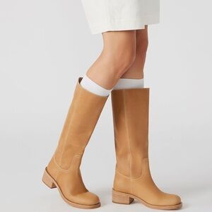 Tan Knee-High Leather Boots